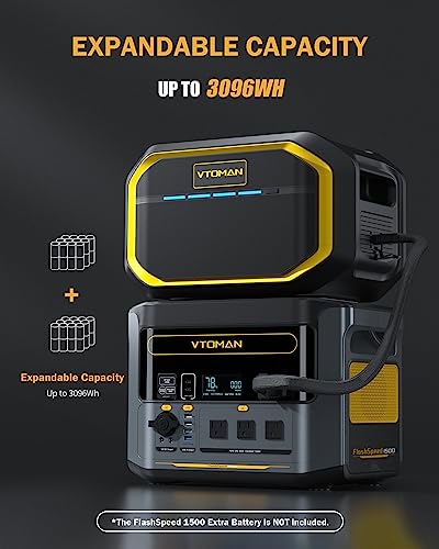 VTOMAN FlashSpeed 1500 Portable Power Station 1548Wh, Recharge 0-100% within 1H, LiFePO4 (LFP) Battery Powered Solar Generator