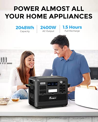 FOSSiBOT F2400 Portable Power Station, 2048Wh LiFePO4 Battery Backup/100-110V AC 2400W