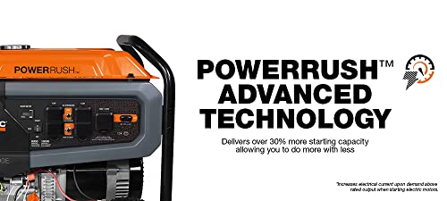 Generac 76763 GP8000E 8,000-Watt Electric-Start Gas-Powered Portable Generator - PowerRush Technology