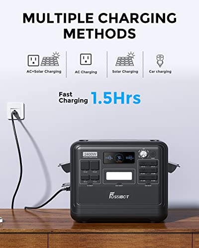 FOSSiBOT F2400 Portable Power Station, 2048Wh LiFePO4 Battery Backup/100-110V AC 2400W