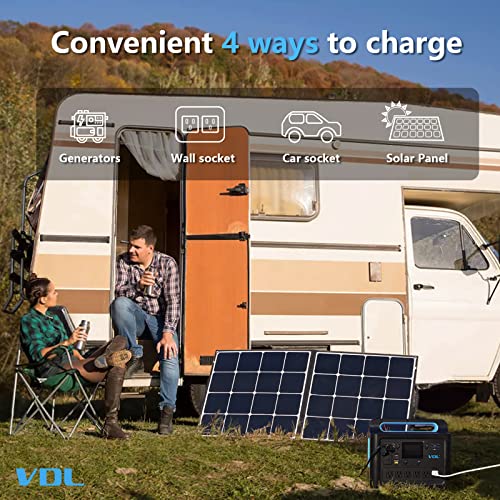 Portable Power Station 1228Wh/1500W, VDL HS1500 LiFePO4 Solar Generator Fully Charged 2 Hours