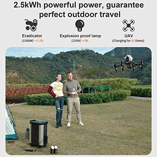 Portable Power Station 2515Wh Lifepo4 Solar Generator Trolley for Travel, Home Backup Power, 3×AC120V Output, 2000W Stable Output Power