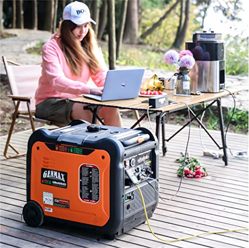 GENMAX Portable Inverter Generator, 6000W Super Quiet Gas Propane Powered Engine with Remote/Electric Start, Ultra Lightweight for Backup