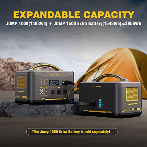 VTOMAN Jump 1000 Portable Power Station 1000W, 1408Wh LiFePO4 (LFP) Battery Powered Generator