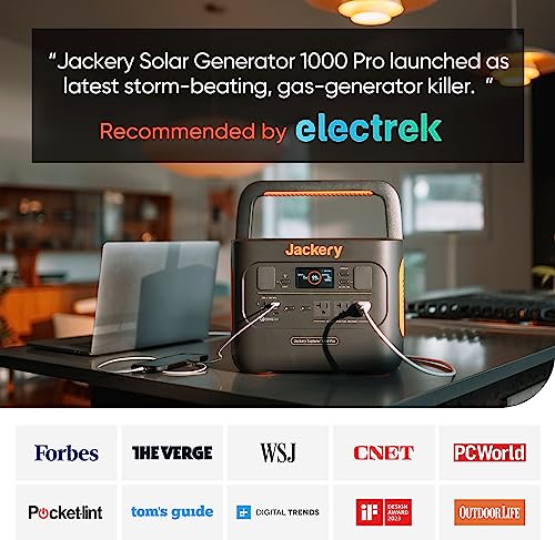 Jackery Explorer 1000 Pro Portable Power Station, Solar Generator with 1002Wh, 2x100W PD Ports & 800W Input, 1.8H to Full Charge