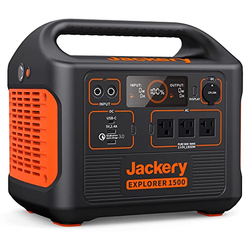 Jackery Portable Power Station Explorer 1500, 1534Wh Capacity with 3 x 110V/1800W AC Outlets