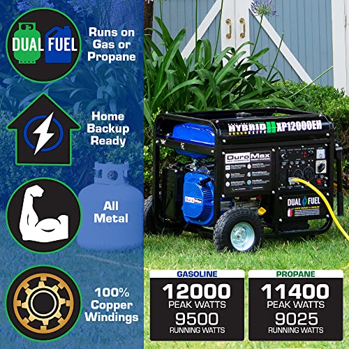 DuroMax XP12000EH Generator-12000 Watt Gas or Propane Powered Home Back Up & RV Ready