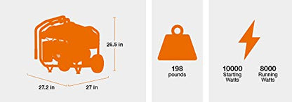 Generac 76763 GP8000E 8,000-Watt Electric-Start Gas-Powered Portable Generator - PowerRush Technology