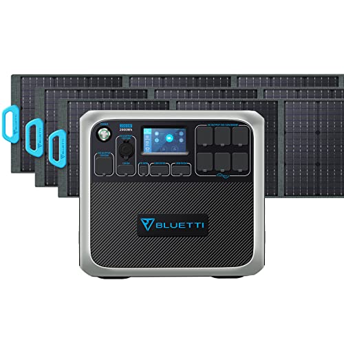 BLUETTI Solar Generator AC200P with 3 PV200 Solar Panels Included, 2000Wh Portable Power Station