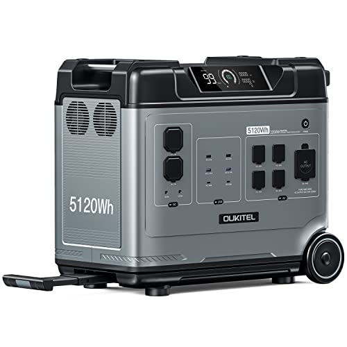 OUKITEL P5000 Power Station, 5120Wh LiFePO4 Solar Generator, 5x2200W AC Outlets (4000W Surge), UPS Battery Backup, 2.8H to Full Charge