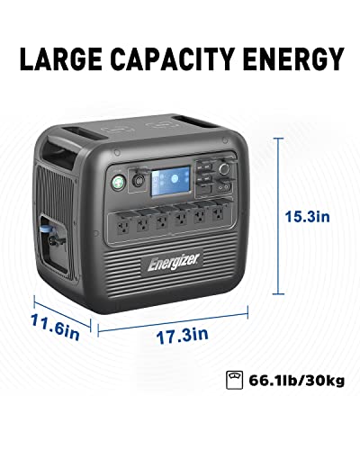 Energizer 2100W Portable Power Station AC200 2150Wh for Home Camping Emergency Use, Solar Generator with LiFePO4 Battery