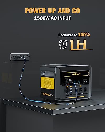 VTOMAN FlashSpeed 1500 Portable Power Station 1548Wh, Recharge 0-100% within 1H, LiFePO4 (LFP) Battery Powered Solar Generator