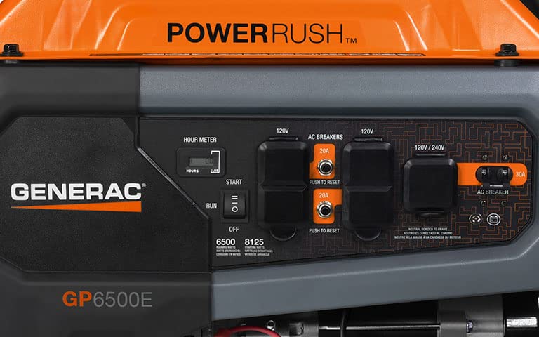 Generac 7682 GP6500E 6500-Watt Gas Portable Generator - Enhanced Power and Durability
