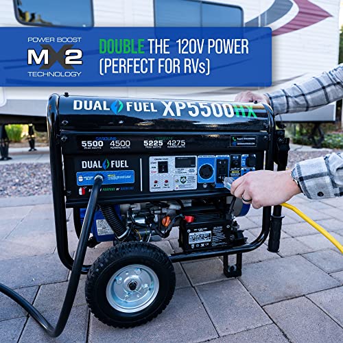 DuroMax XP5500HX Dual Fuel Portable Generator-5500 Watt Gas or Propane Powered Electric Start