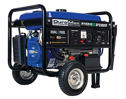 DuroMax XP5500EH Electric Start-Camping & RV Ready, All States Approved Dual Fuel Portable Generator-5500 Watt Gas or Propane Powered, Blue/Black