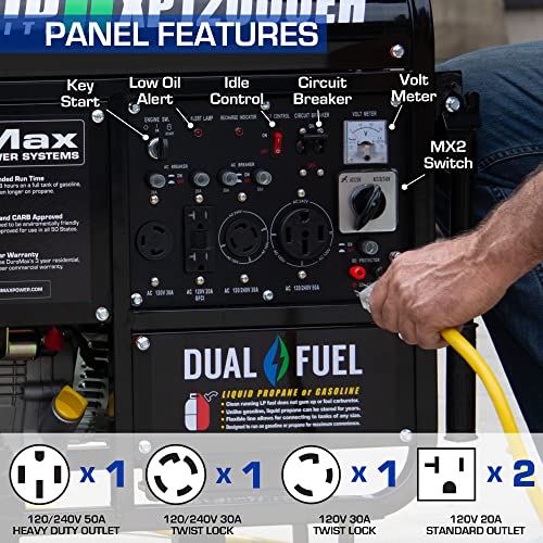 DuroMax XP12000EH Generator-12000 Watt Gas or Propane Powered Home Back Up & RV Ready