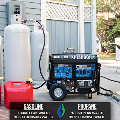 DuroMax XP13000HX Dual Fuel Portable Generator - 13000 Watt Gas or Propane Powered