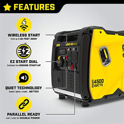 Champion Power Equipment 200987 4500-Watt RV Ready Portable Inverter Generator, Wireless Remote Start