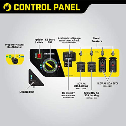 Champion Power Equipment 100416 10,000/8,000-Watt TRI Fuel Portable Natural Gas Generator, NG/LPG Hose Kits and CO Shield