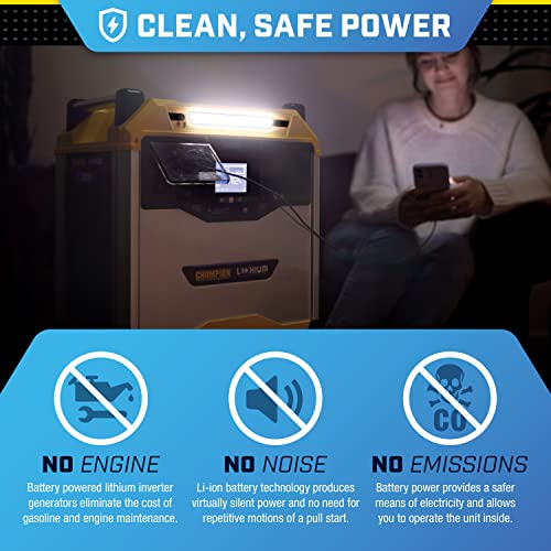 Champion Power Equipment 100593 3276-Wh Power Station 3200/1600-Watt Portable Lithium-Ion Battery Solar Generator