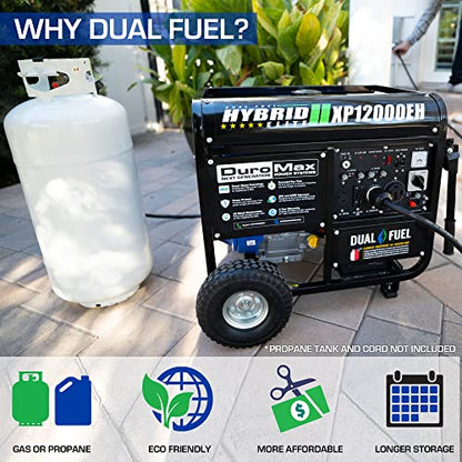 DuroMax XP12000EH Generator-12000 Watt Gas or Propane Powered Home Back Up & RV Ready