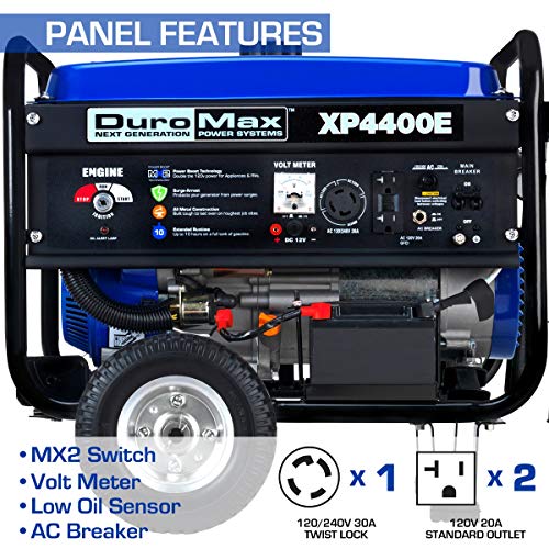 DuroMax XP4400E Gas Powered Portable Generator-4400 Watt Electric Start-Camping & RV Ready