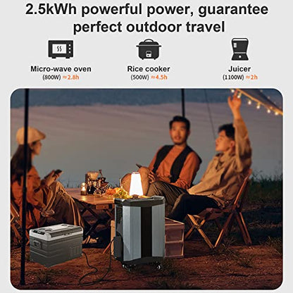 Portable Power Station 2515Wh Lifepo4 Solar Generator Trolley for Travel, Home Backup Power, 3×AC120V Output, 2000W Stable Output Power