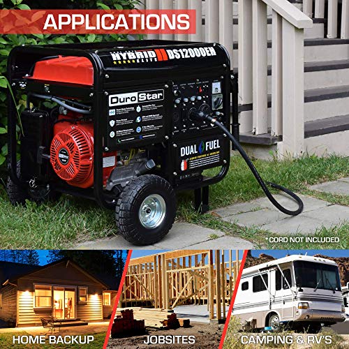 DuroStar 12000-Watt Gas or Propane Dual Fuel Electric Start Portable Generator